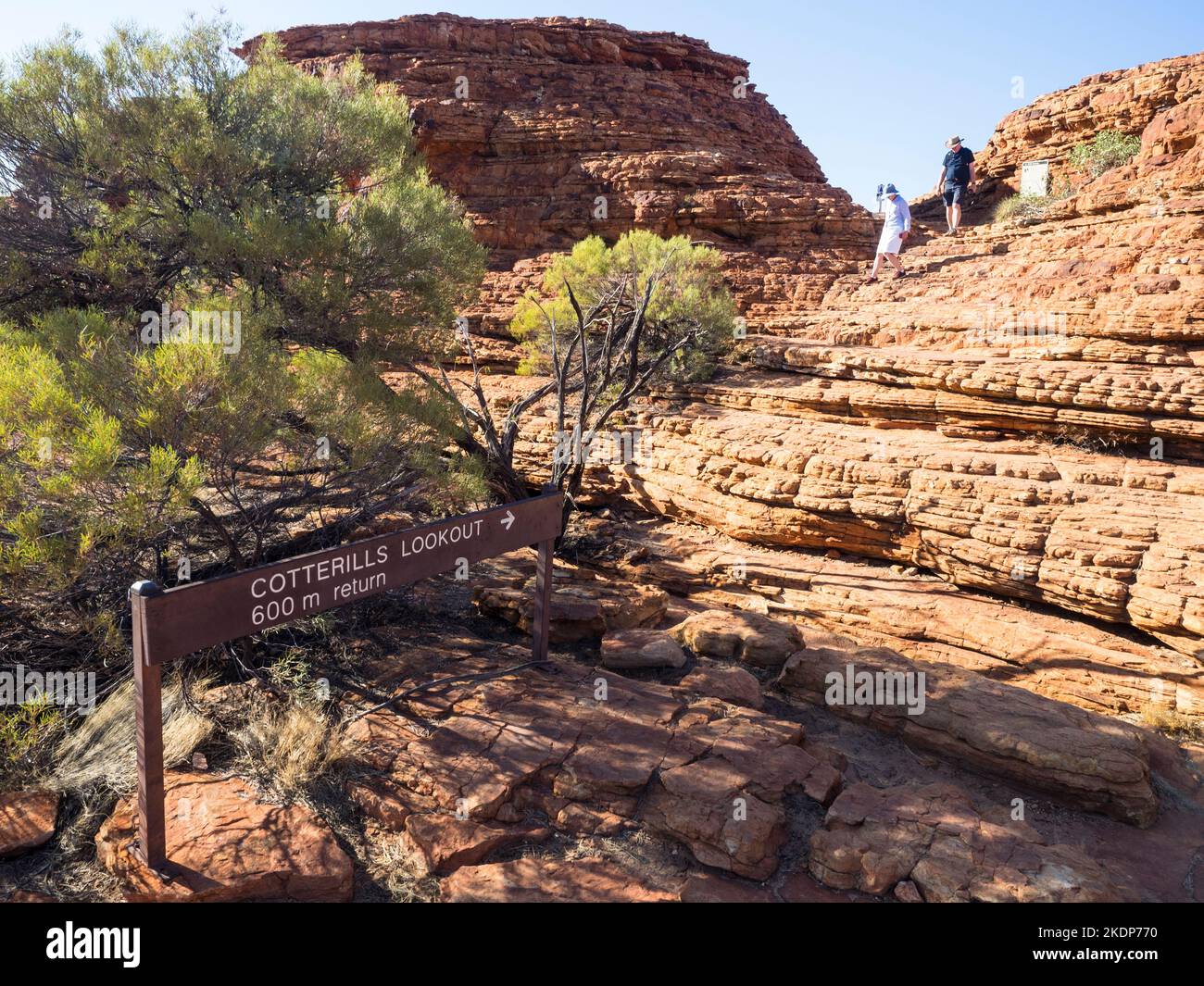 Svolta a Cotterills Lookout, Rim Walk, Kings Canyon, Watarrka National Park, Northern Territory, Australia Foto Stock