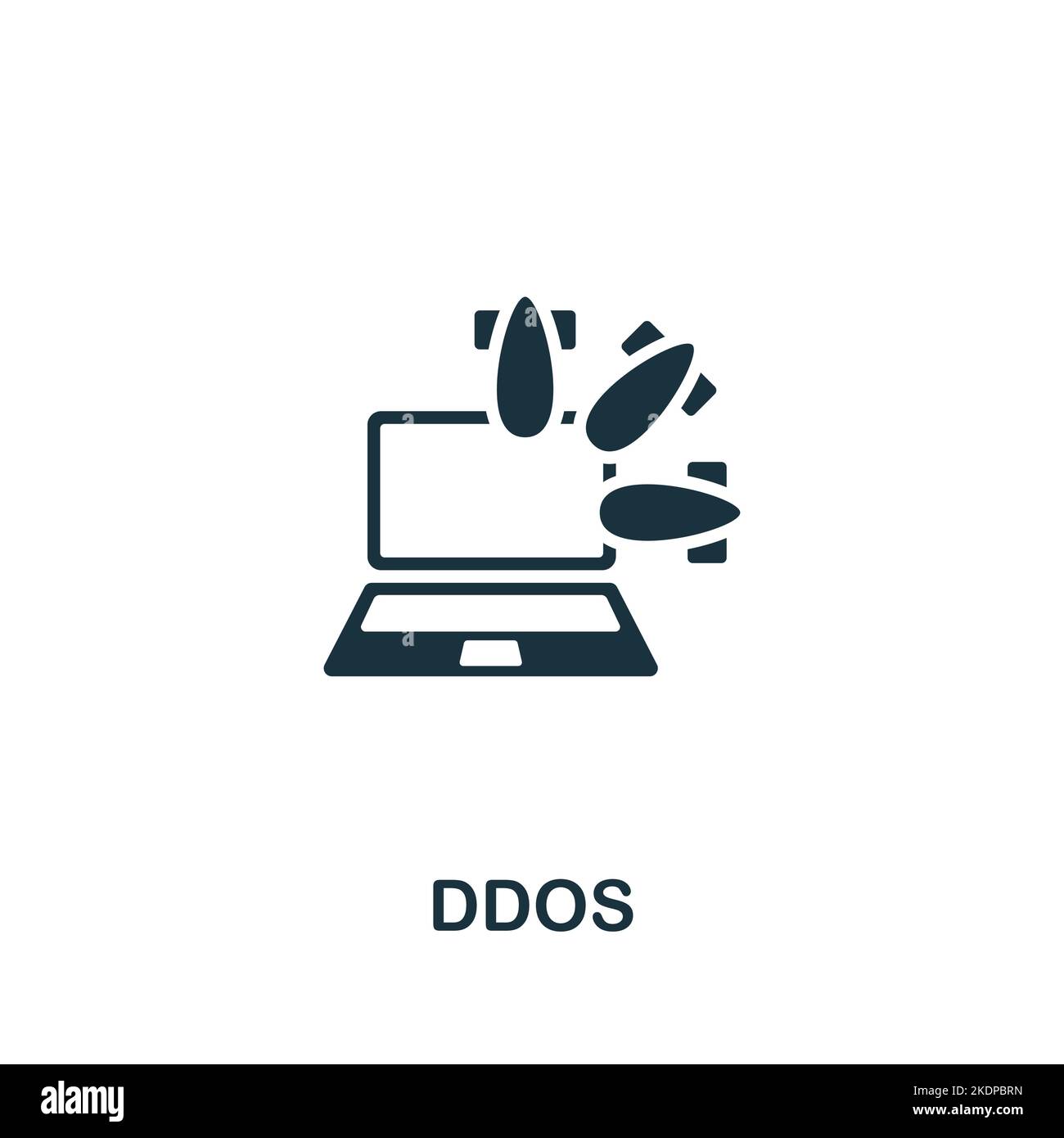 Icona DDoS. Icona monocromatica Simple Cyber Security per modelli, web design e infografiche Illustrazione Vettoriale