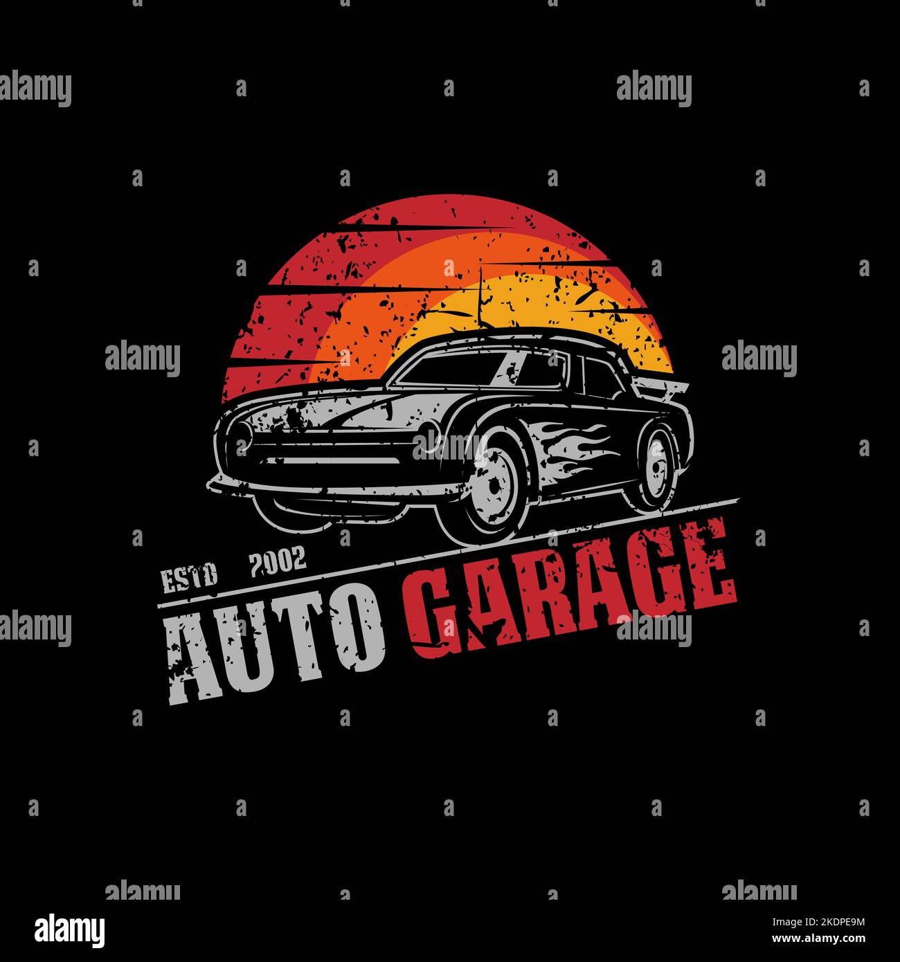 Car Garage Premium Logo Design Vector , modello di logo per riparazioni automobilistiche in stile rustico, vintage, retrò Illustrazione Vettoriale