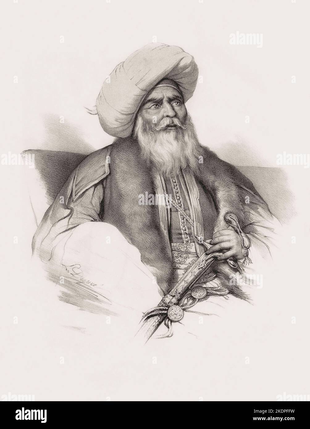 Muhammad ʿAli, chiamato anche Mehmed Ali, 1769 - 1849. Pasha e Viceroy d'Egitto, fondatore della dinastia Muhammad Ali e soprannominato il fondatore dell'Egitto moderno. Dopo un ritratto del 19th° secolo. Foto Stock