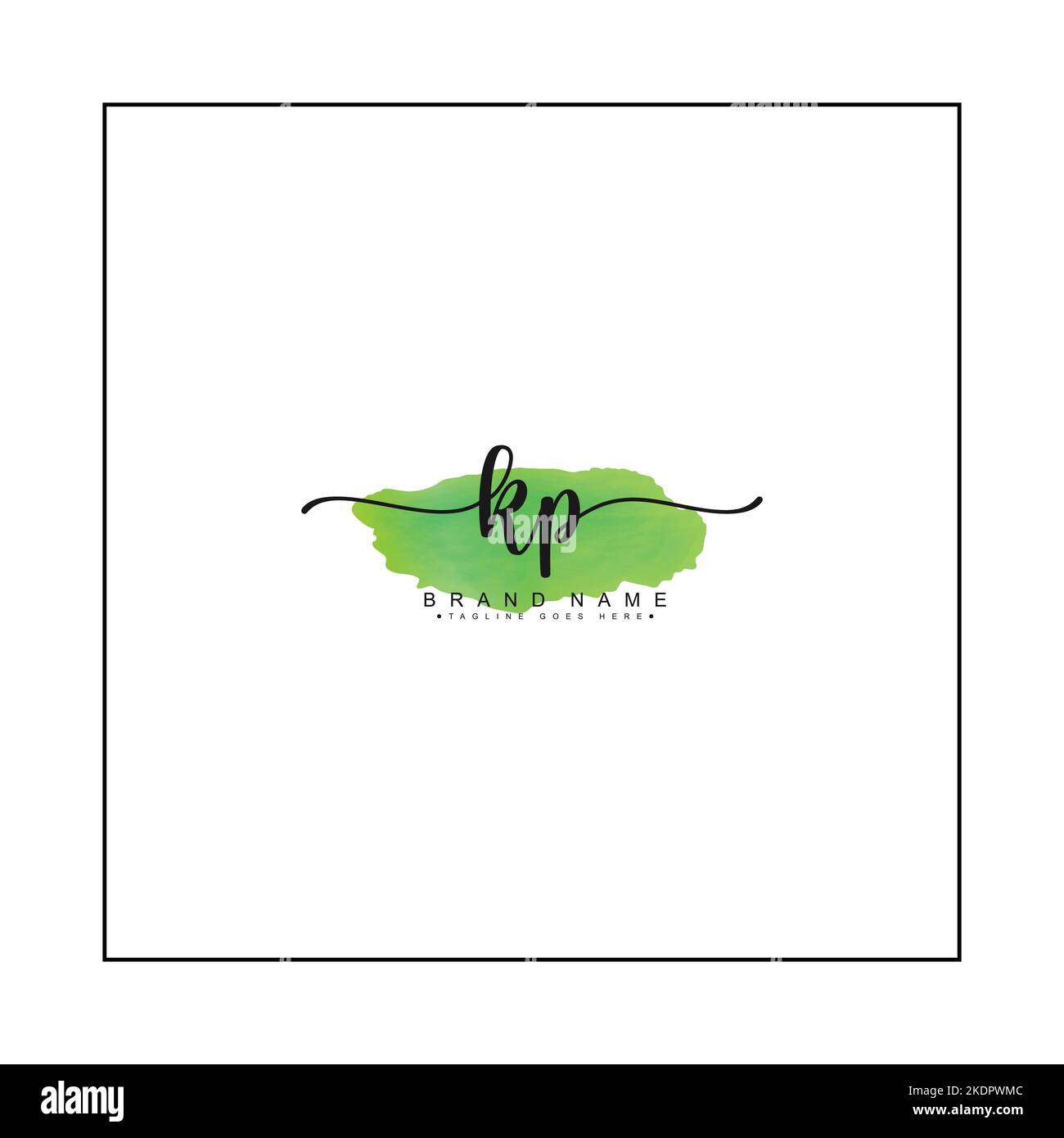 KP Logo iniziale in stile esclusivo per il settore della fotografia e della moda - Watercolor Signature Logo Vector Illustrazione Vettoriale