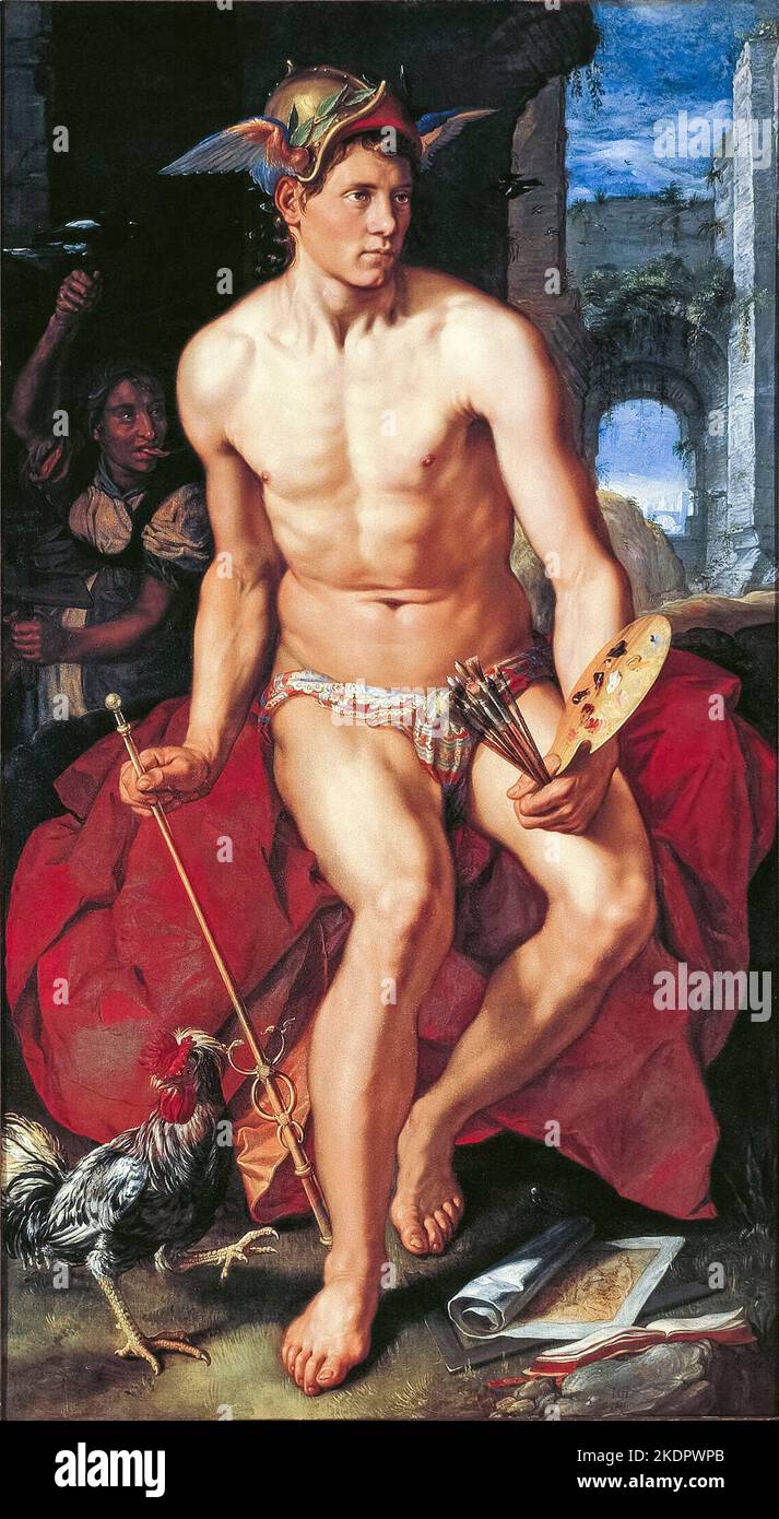 Mercurio, pittura in olio su tela di Hendrick Goltzius, 1611 Foto Stock
