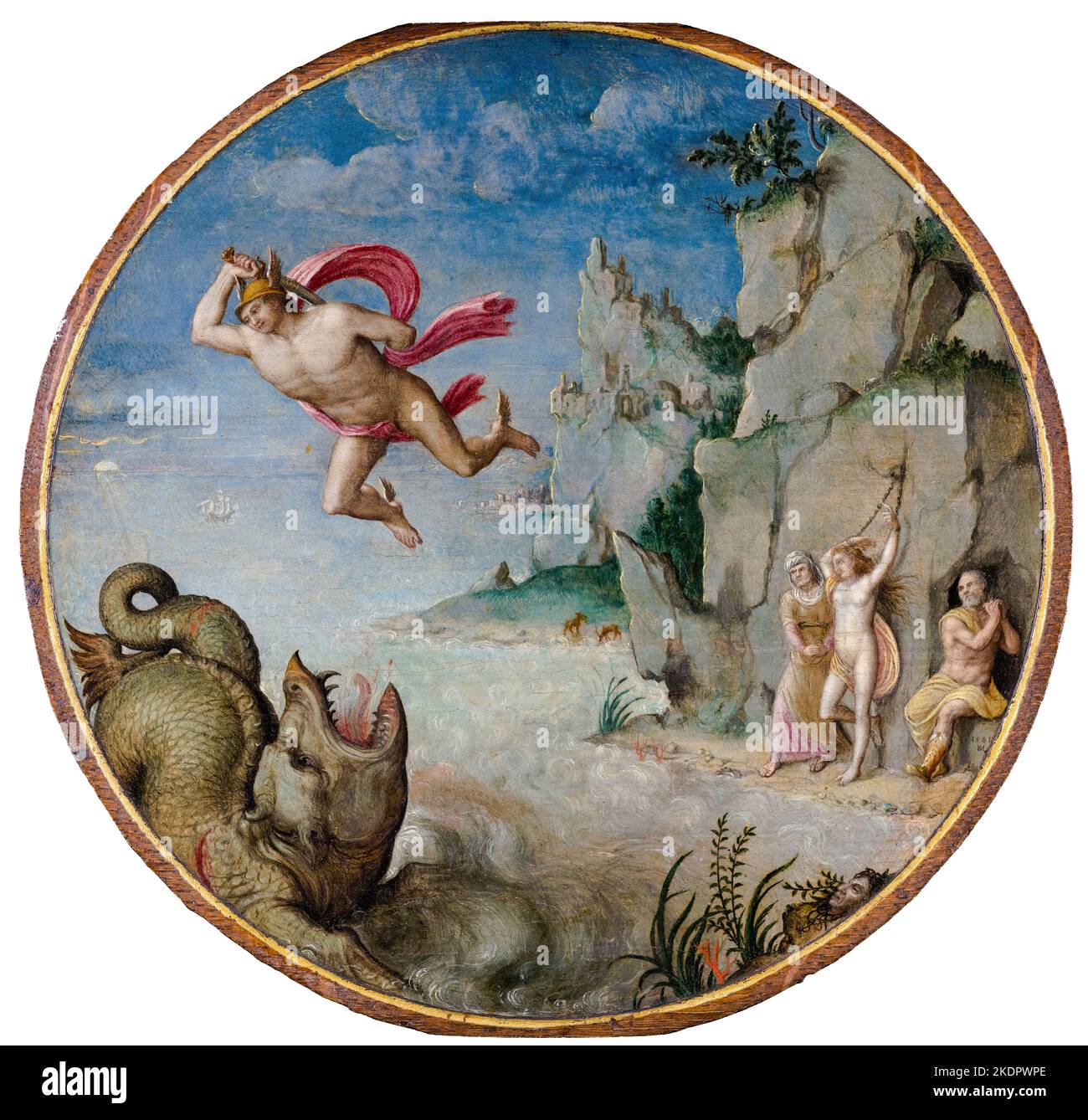 Jan Keynoeghe, Perseus e Andromeda, pittura a olio su pannello, 1561 Foto Stock