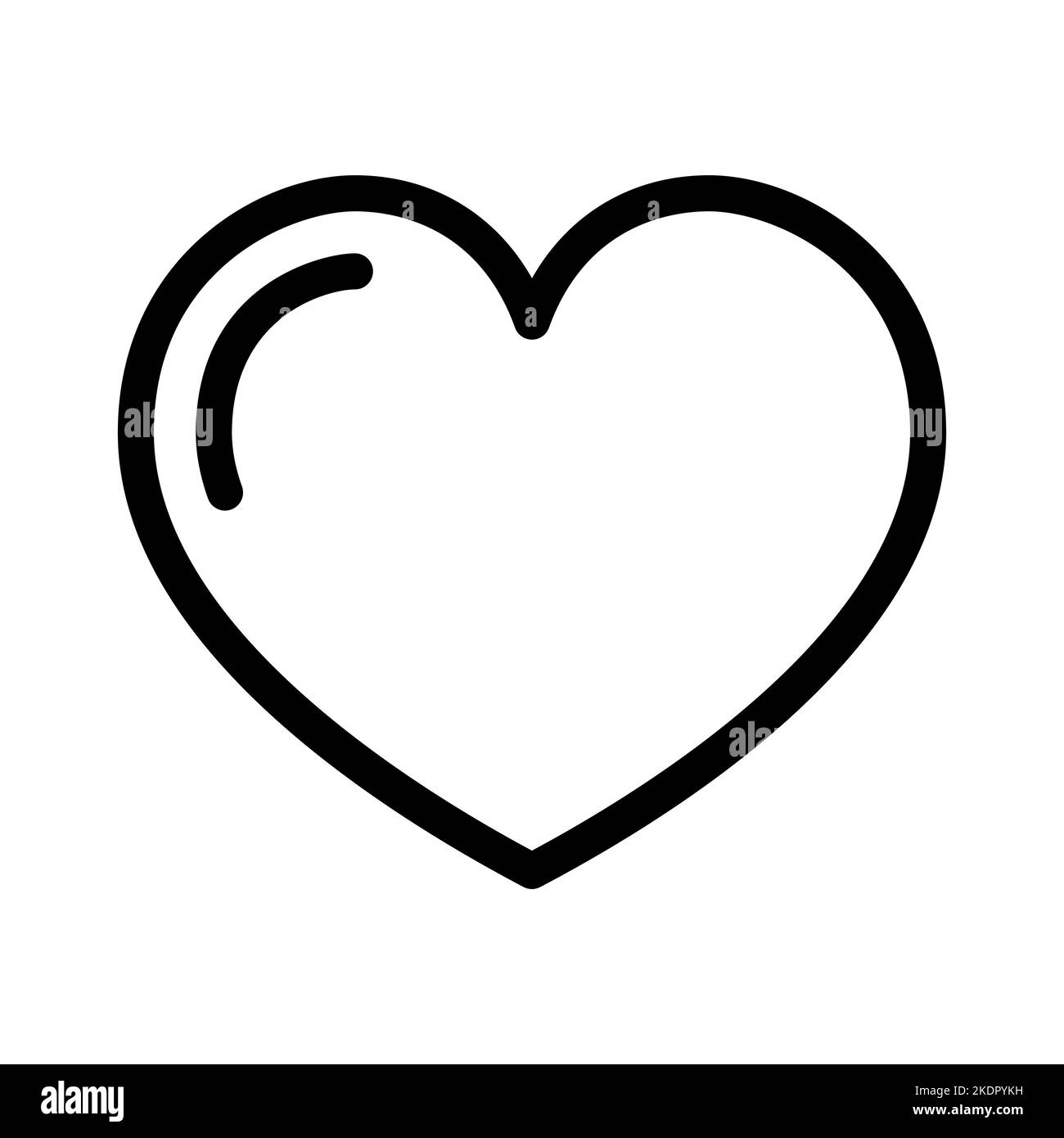 Icona cuore. Simbolo d'amore lineare nero. Illustrazione vettoriale. Forma del cuore isolata Illustrazione Vettoriale