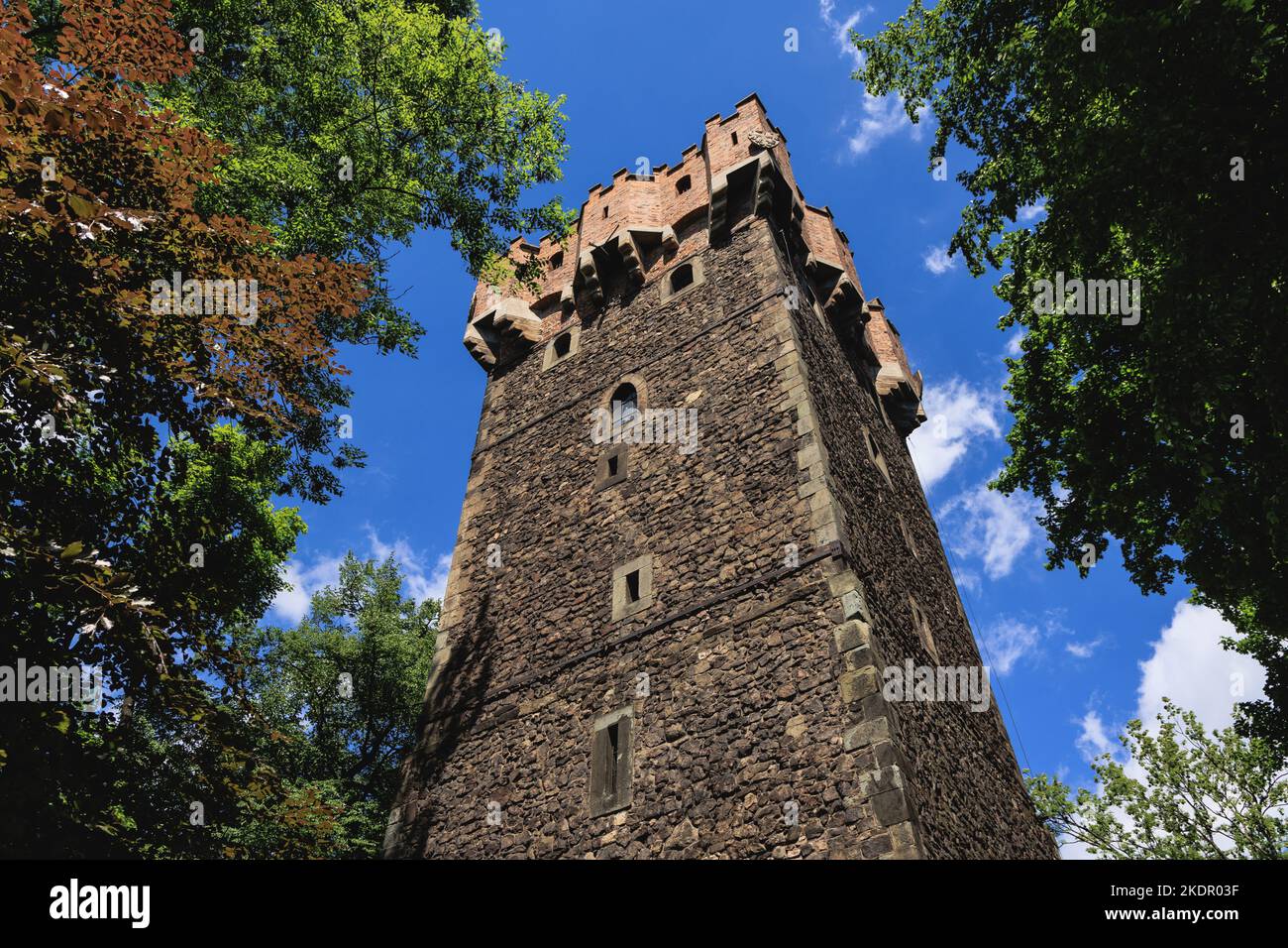 Piast Tower, parte del castello di Cieszyn, una roccaforte gotica-rinascimentale nella città di confine di Cieszyn in Polonia Foto Stock