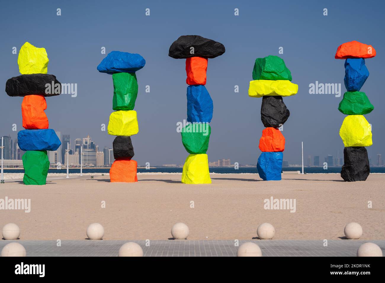 Coloratissimi scogli in 974 Park, Qatar. Foto Stock