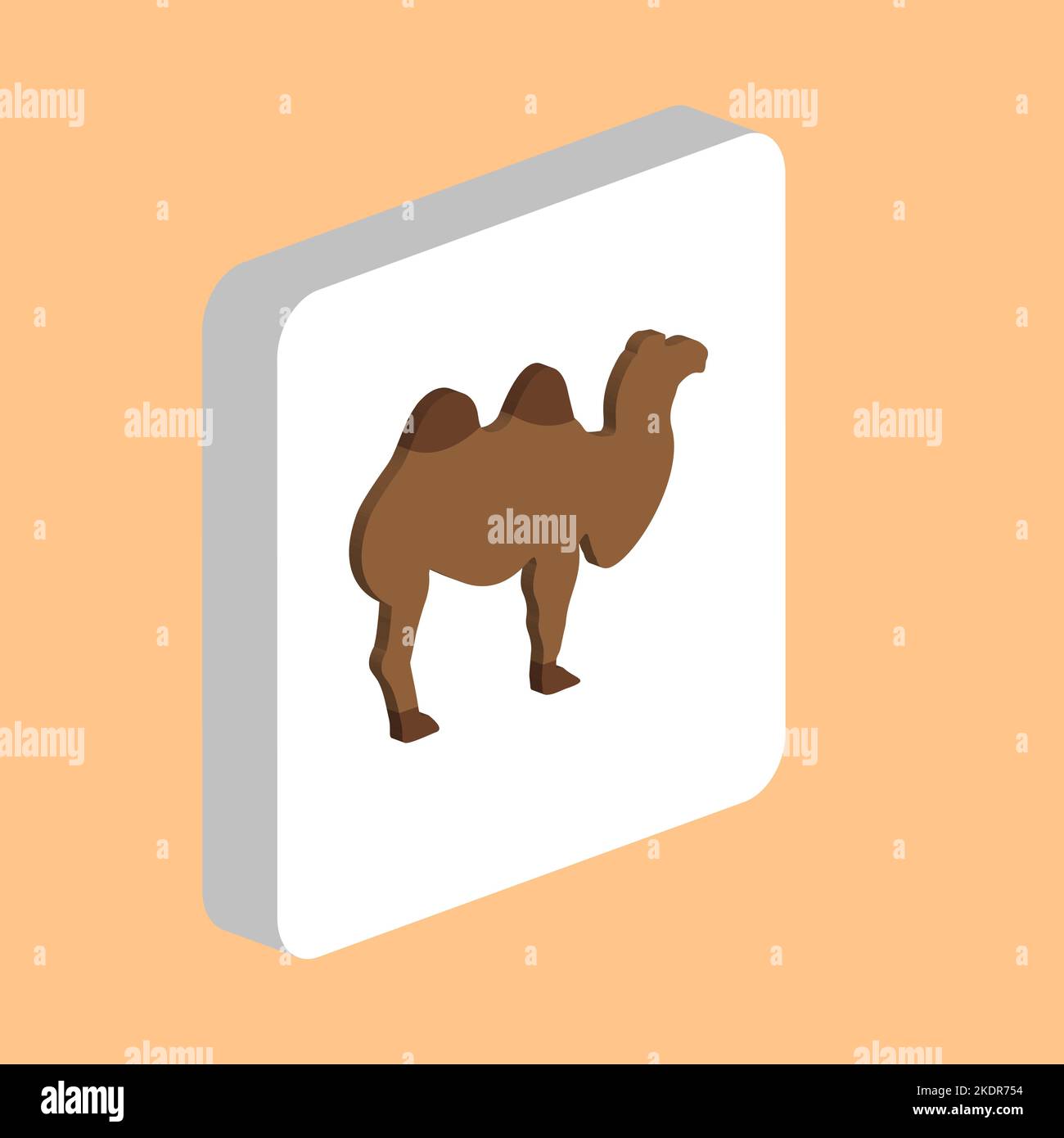 African Bactrian Camel semplice icona vettoriale. Modello di disegno del simbolo dell'illustrazione per l'elemento dell'interfaccia utente mobile Web. Pittogramma isometrico a colori perfetto su 3D whit Illustrazione Vettoriale