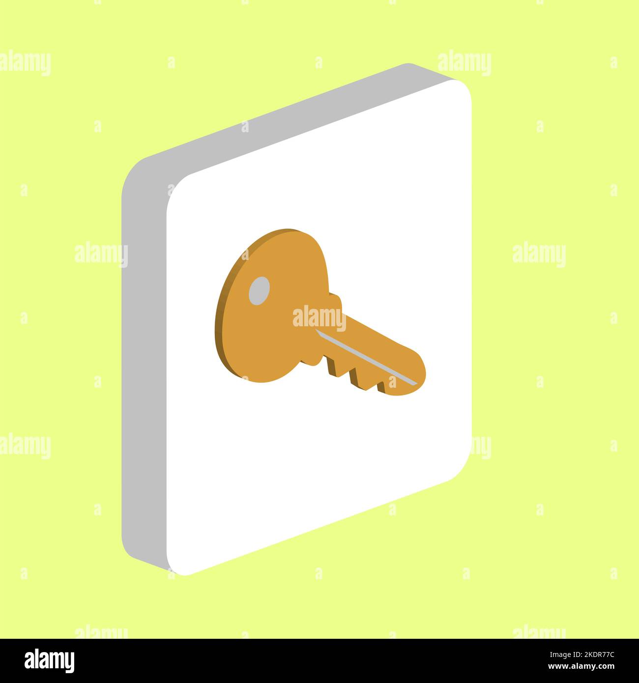 Chiave vettore semplice icona. Immagine che mostra il simbolo del modello di progettazione per il web mobile elemento di interfaccia utente. Colori perfetti pittogramma isometrica su 3d quadrato bianco. Icone dei tasti Illustrazione Vettoriale