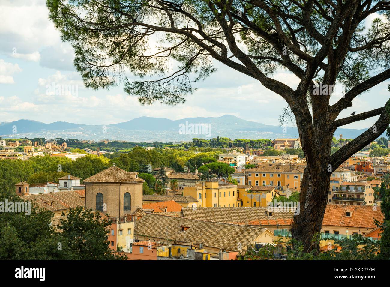 Vista di Roma dalla Passigiatta del Gianicolo. Foto Stock