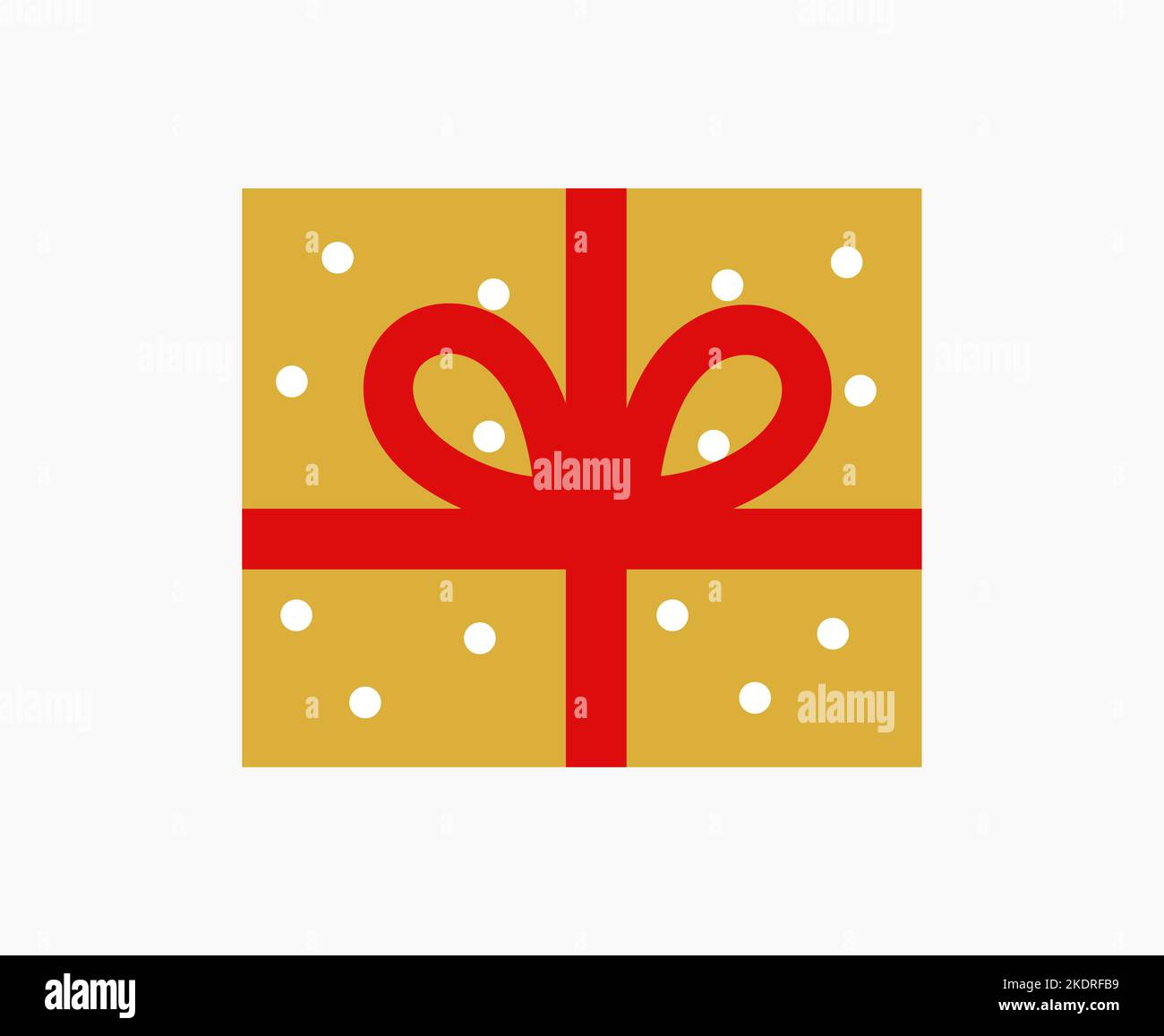 Regalo di Natale con l'icona di un arco rosso. Illustrazione vettoriale. Illustrazione Vettoriale