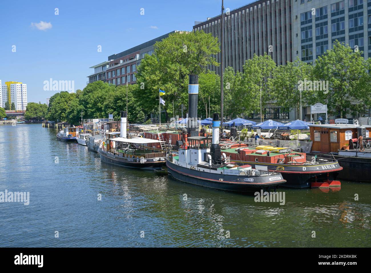Historischer Hafen, Fischerinsel, nel quartiere Mitte di Berlino, Deutschland Foto Stock