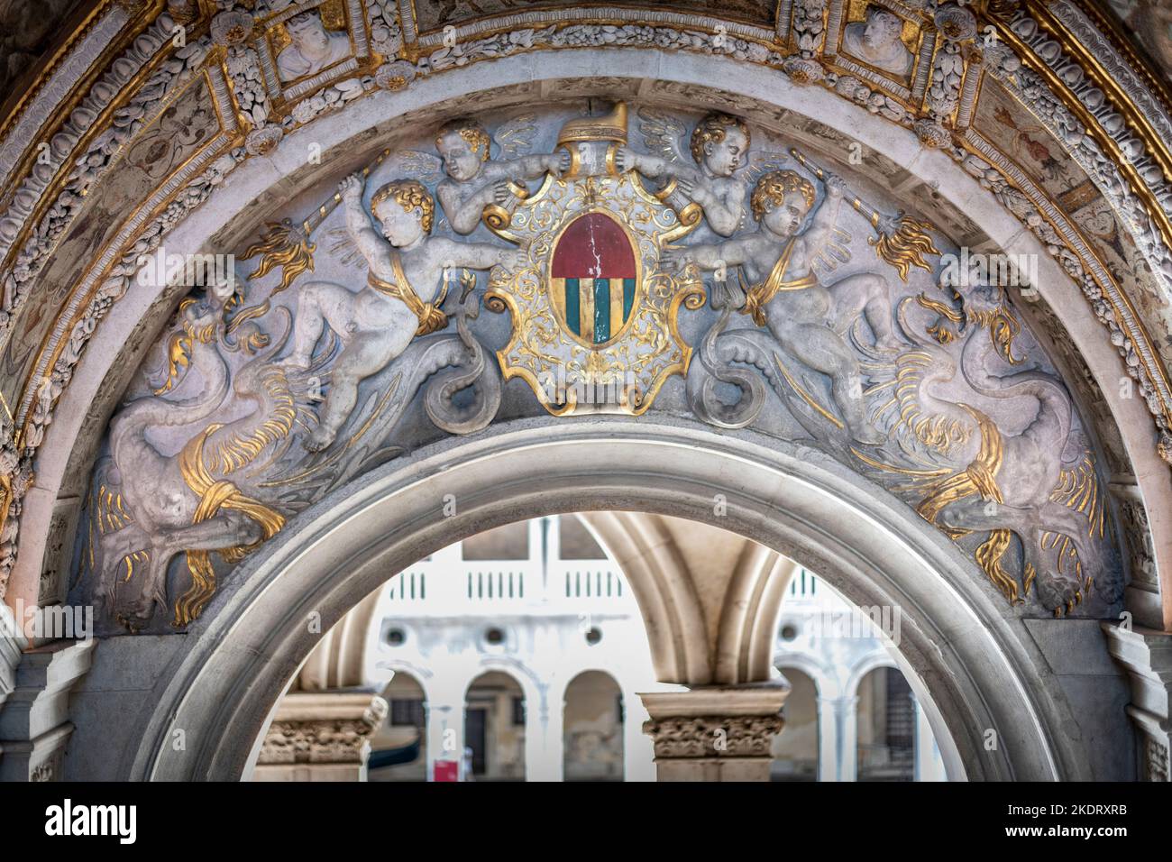 Scala dorata di Palazzo Ducale a Venezia Foto Stock