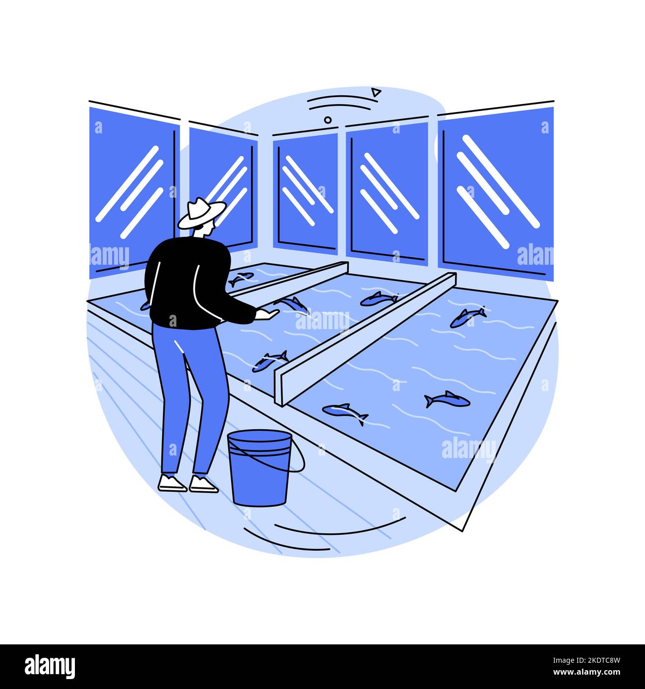 Fish Farming illustrazioni vettoriali isolate di cartoni animati. Illustrazione Vettoriale