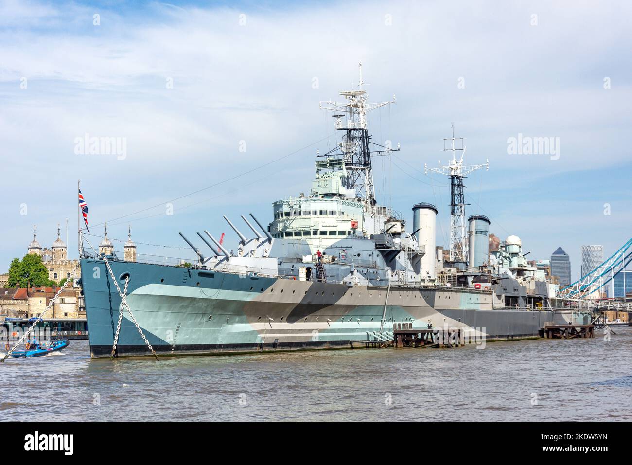 HMS Belfast nave museo, la regina a piedi, Southwark, Il London Borough di Southwark, Greater London, England, Regno Unito Foto Stock