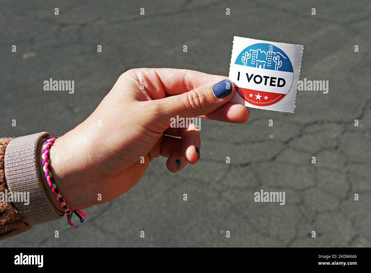 Ho votato adesivo nella contea di Maricopa, Arizona, USA. Novembre 8, 2022. Foto Stock