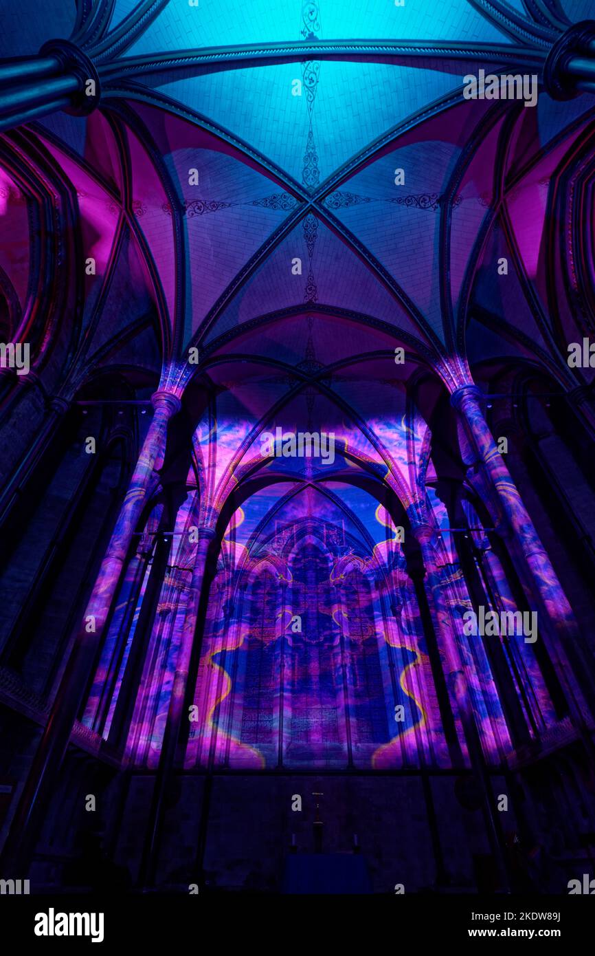 Cattedrale di Salisbury, Sarum Lights: Renaissance, novembre 2022 Foto Stock