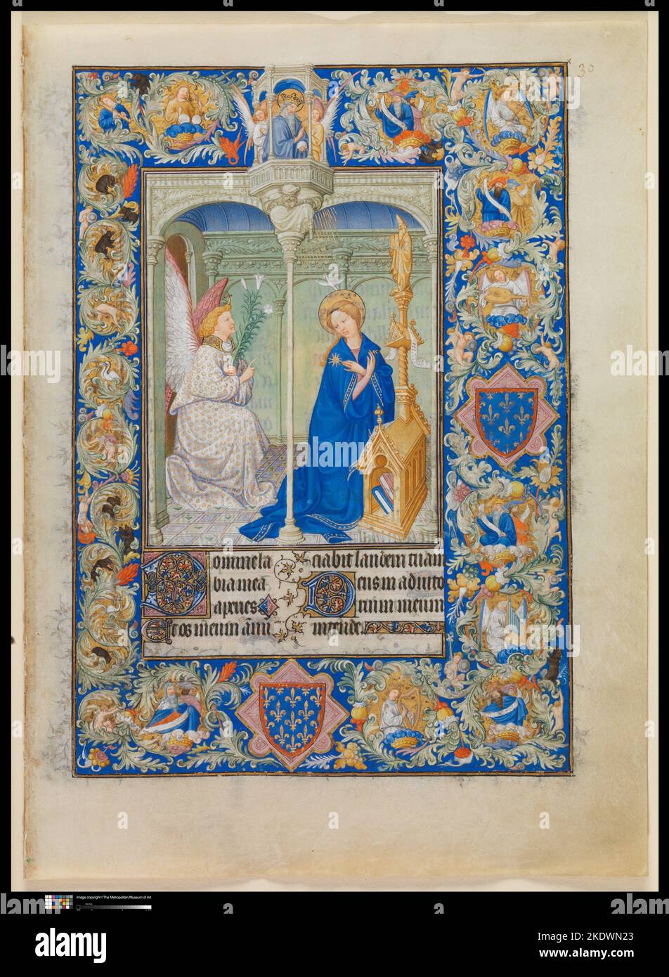 Egli Belles Heures di Jean de France, duc de Berry. Artista: The Limbourg Brothers (franco-olandese, attiva Francia, da 1399-1416). Cultura: Francese. Dimensioni: A balestra singola, totale: 9 3/8 x 6 11/16 poll. (23,8 x 17 cm); a doppia lamina, totale: 9 3/8 x 13 7/16" (23,8 x 34,1 cm). Data: 1405-1408/1409. Tecnica/materiale: Tempera, oro e inchiostro su pergamena Foto Stock