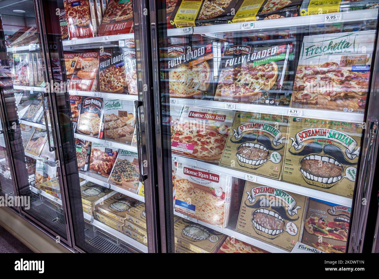 Surfside Florida Miami, Publix drogheria negozio negozi supermercato mercato alimentare, interno esposizione vendita frigorifero caso congelato Foto Stock