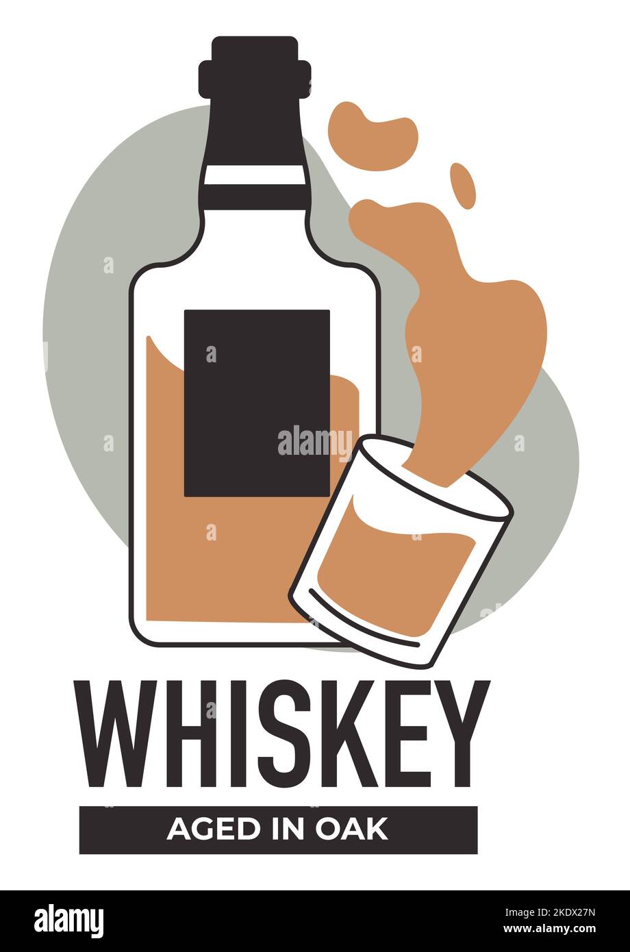 Produzione di whisky, componenti extra speciali e tecnologia di fabbricazione. Vettore in stile piatto Illustrazione Vettoriale