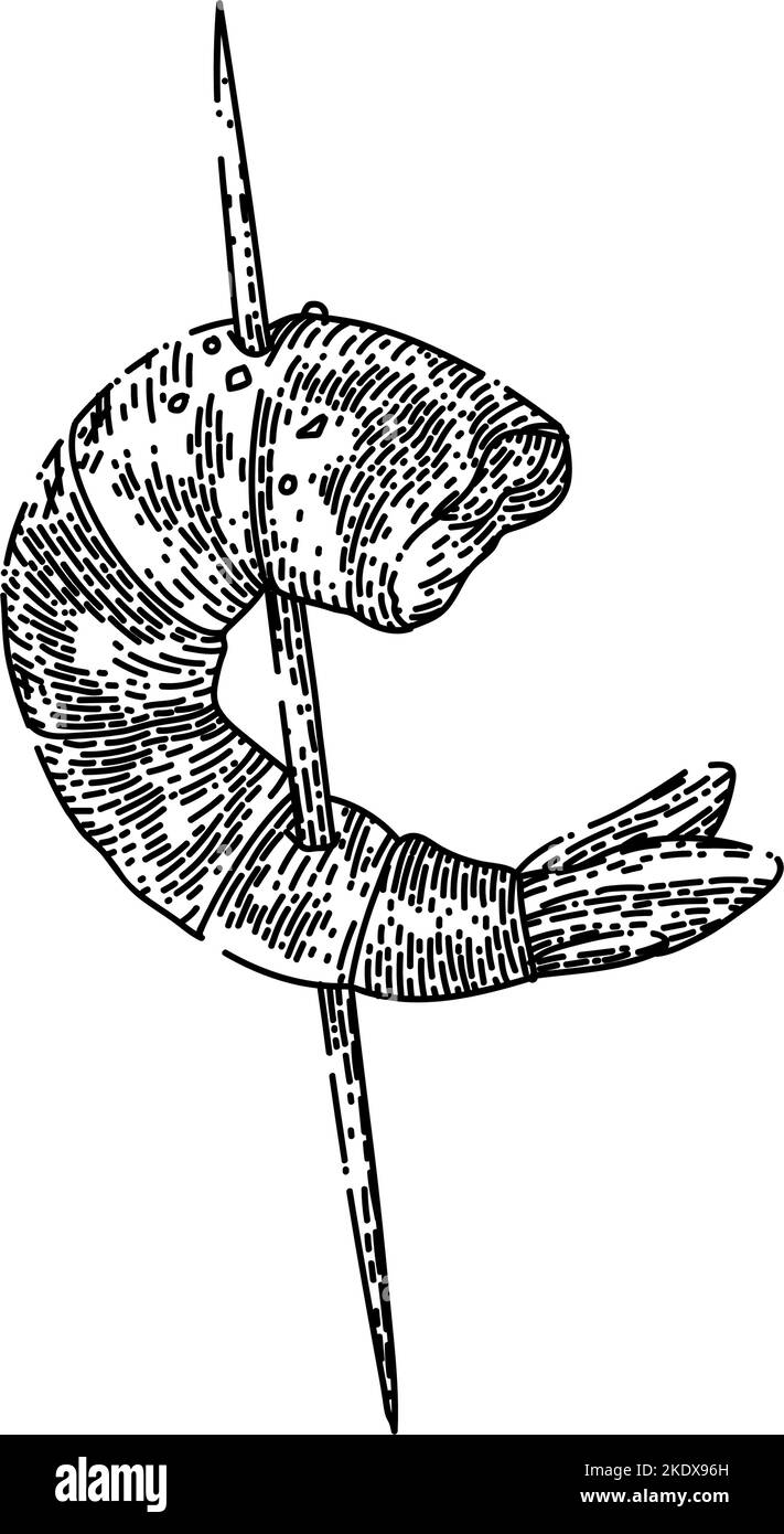 gamberetti fritti schizzo disegnato a mano vettore Illustrazione Vettoriale