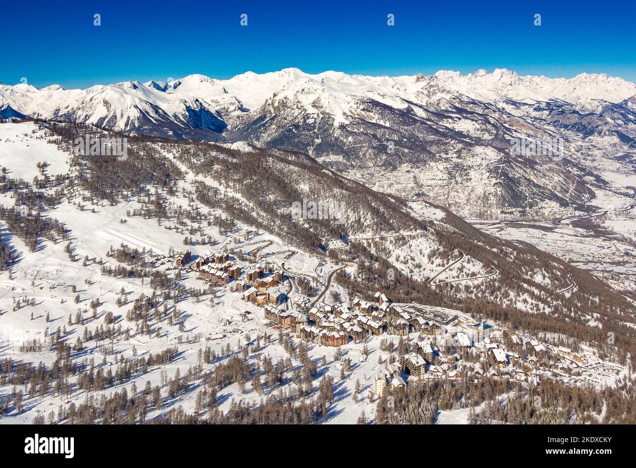 Francia. Hautes-Alpes (05), Foret Blanche domaine, stazione sciistica di Risoul Foto Stock