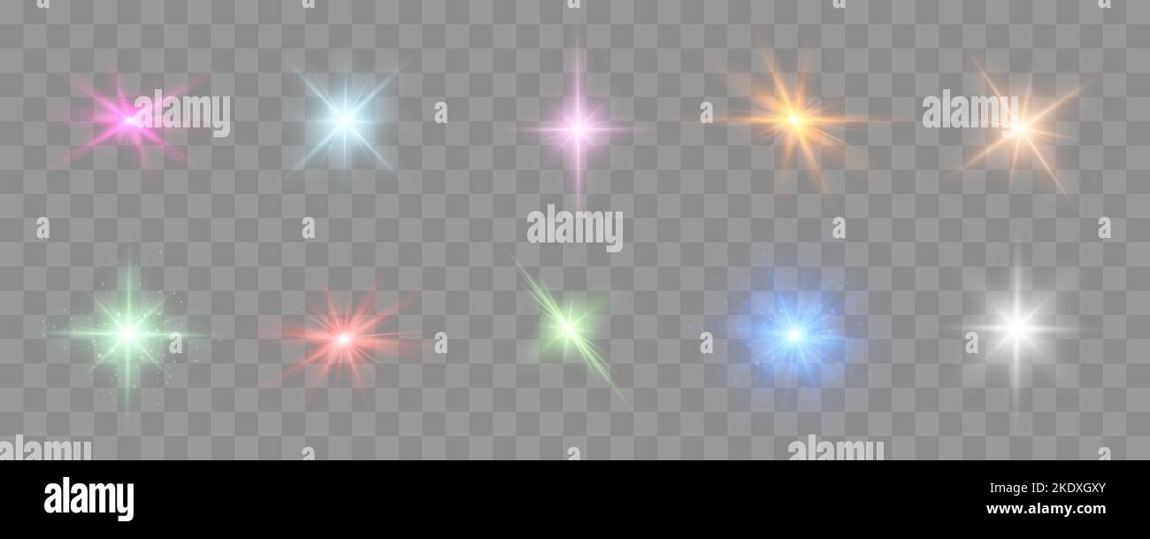 Brillare stelle. Colorate luci vettoriali e scintille isolate. Illustrazione Vettoriale
