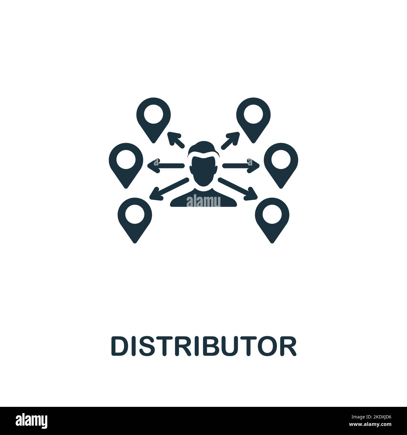 Icona distributore. Icona monocromatica Simple Global Business per modelli, web design e infografiche Illustrazione Vettoriale
