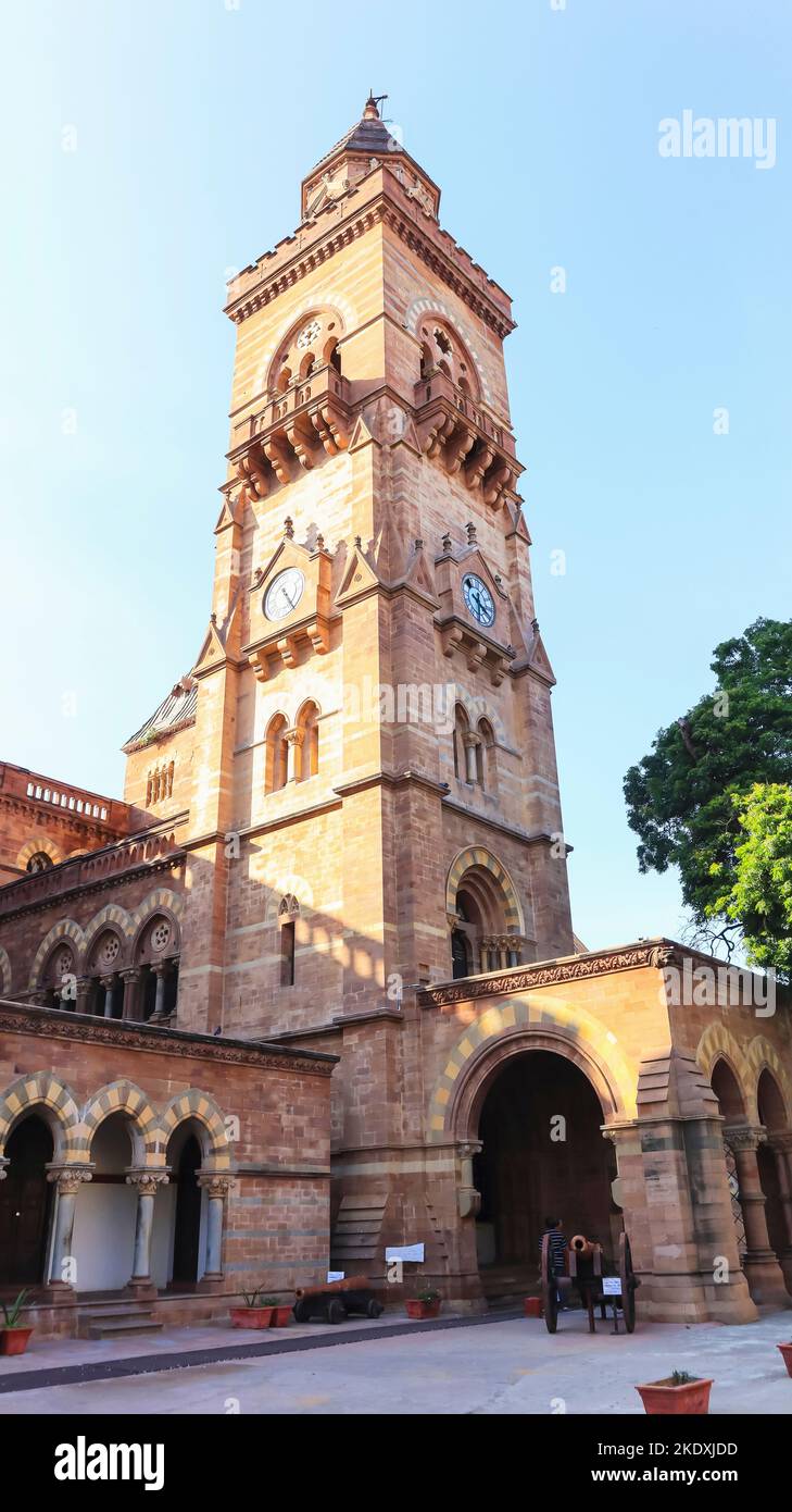 Torre dell'Orologio di Prag Mahal, Bhuj, Gujarat, India. Foto Stock