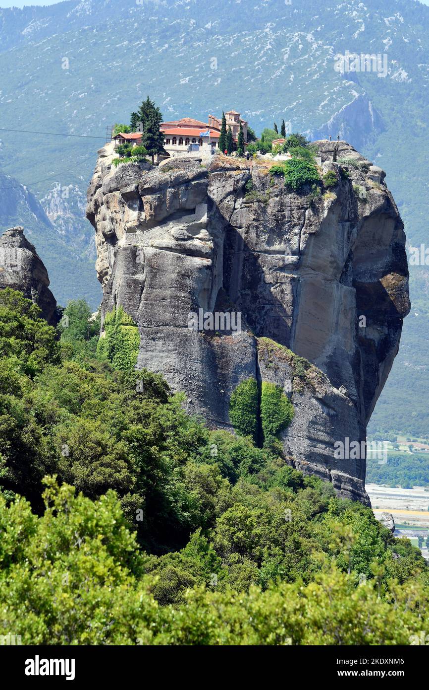 Grecia, monastero Agia Triada, alias Santissima Trinità, uno dei monasteri di Meteora, un sito patrimonio dell'umanità dell'UNESCO in Tessaglia Foto Stock