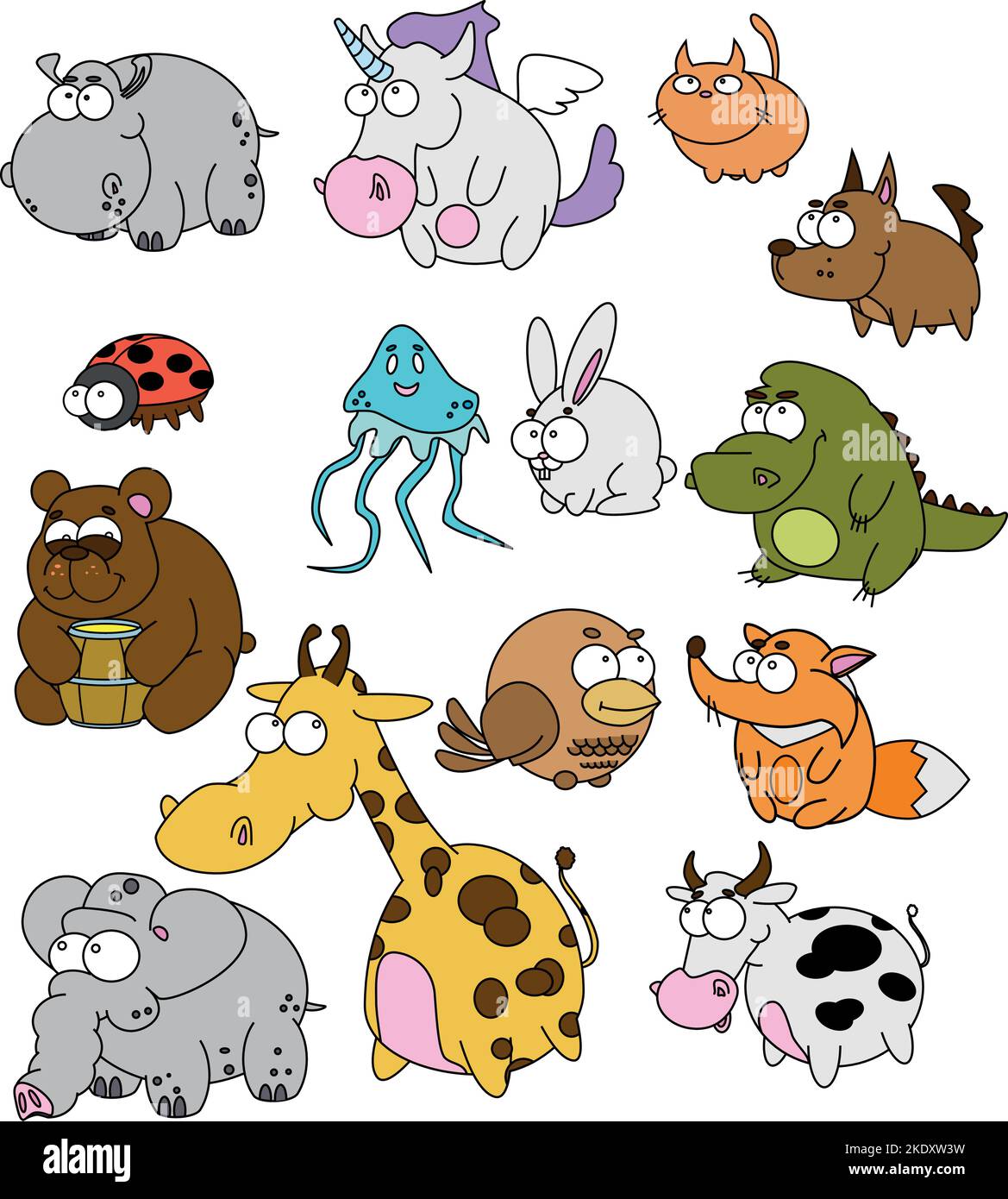 animali carini per i vostri capretti nell'illustrazione e nel vettore Illustrazione Vettoriale