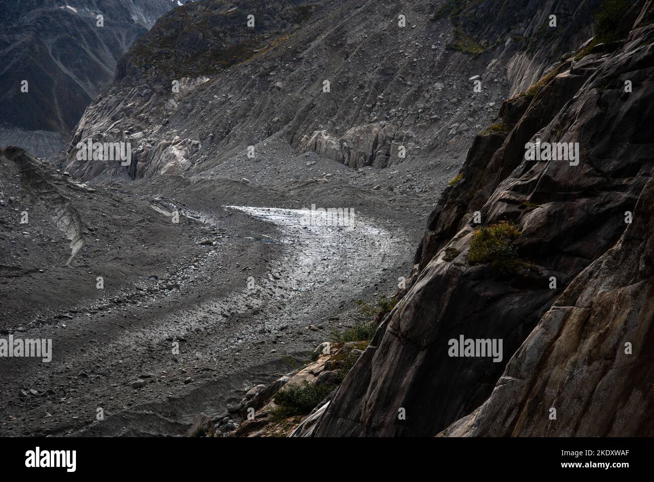 Ghiacciaio di Mer de glace nelle Alpi francesi. Foto Stock