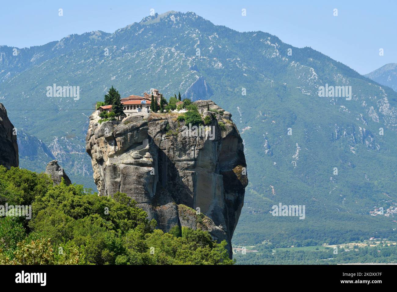 Grecia, monastero Agia Triada, alias Santissima Trinità, uno dei monasteri di Meteora, un sito patrimonio dell'umanità dell'UNESCO in Tessaglia Foto Stock