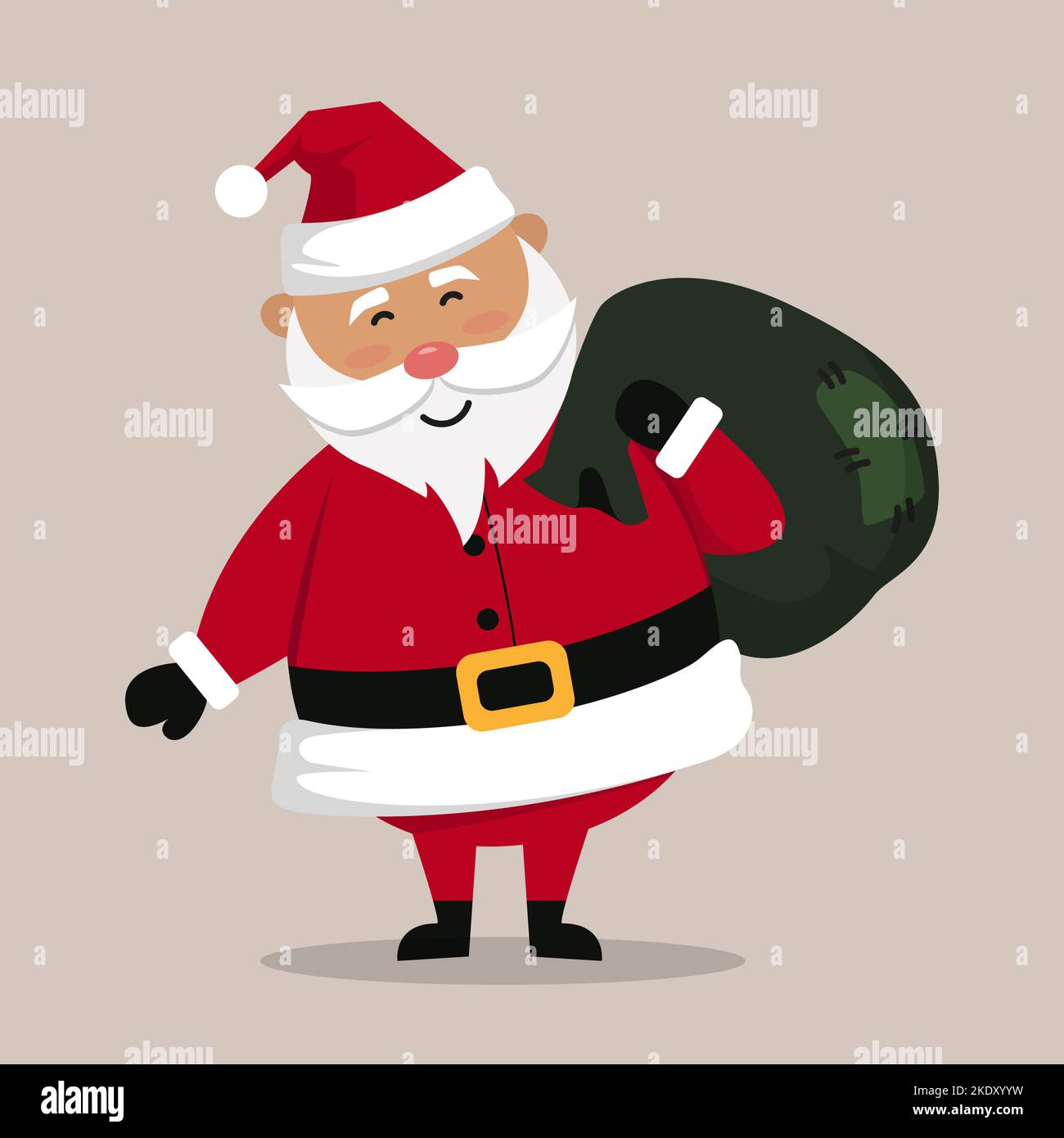 natale personaggio babbo natale con borsa regalo sulla schiena Illustrazione Vettoriale
