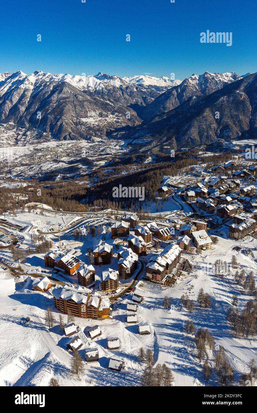 Francia. Hautes-Alpes (05), Foret Blanche domaine, stazione sciistica di Risoul Foto Stock