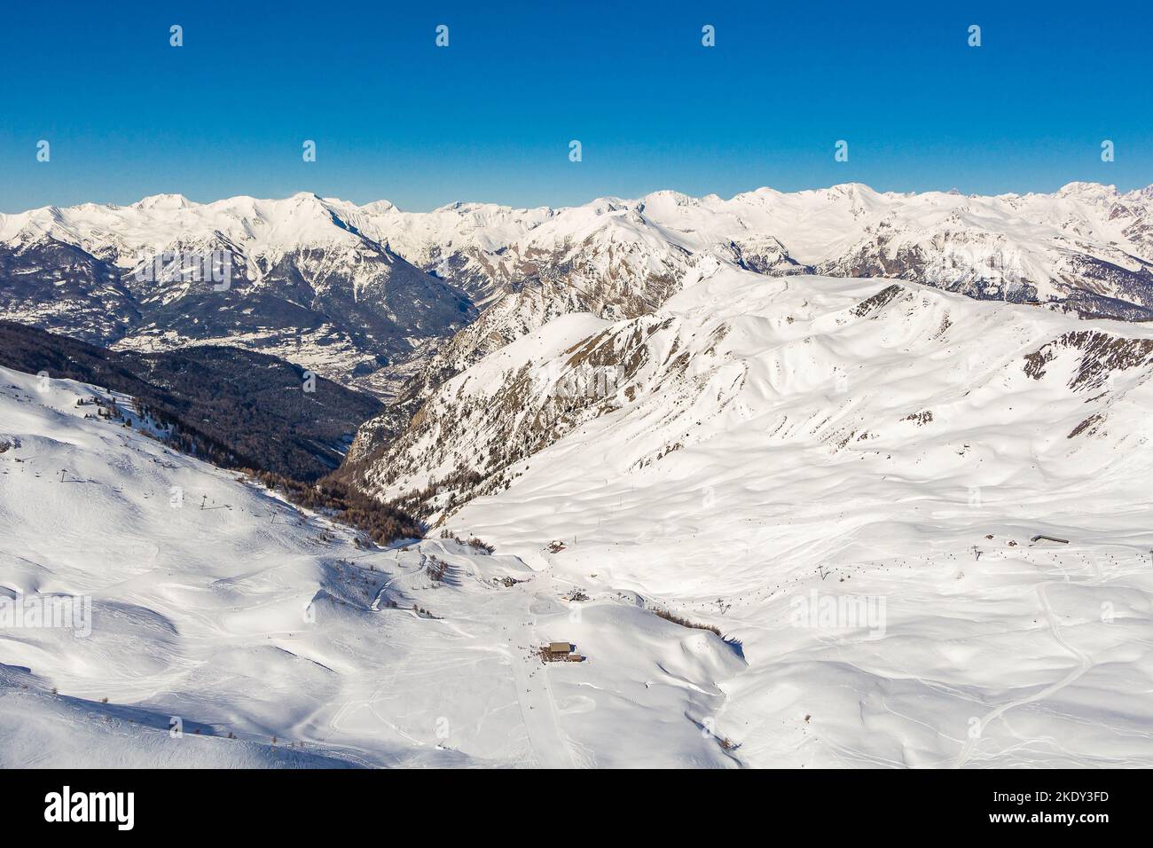 Francia. Hautes-Alpes (05), Foret Blanche domaine, stazione sciistica di Risoul Foto Stock