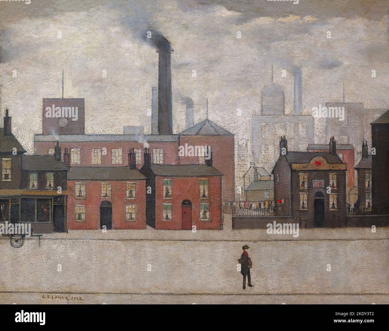 USO EDITORIALE SOLO foto di handout non datata pubblicata da Samsung UK di una versione reimmaginata di "Coming Home from the Mill" di Lowry (1928) dell'artista digitale Quentin Devine, destinata ad illustrare il cambiamento nei modelli di lavoro e l'aumentata solitudine in seguito alla pandemia di Covid-19, Come parte di una serie di opere d'arte aggiornate rilasciate per lanciare il concorso Solve for Tomorrow di Samsung per il 2023. Data di emissione: Mercoledì 9 novembre 2022. L'iniziativa mira a promuovere i giovani e le loro idee per risolvere i problemi della società utilizzando la tecnologia. Il credito fotografico dovrebbe essere: Quentin Devine/PA Wire. NOTA PER I REDATTORI: Foto Stock