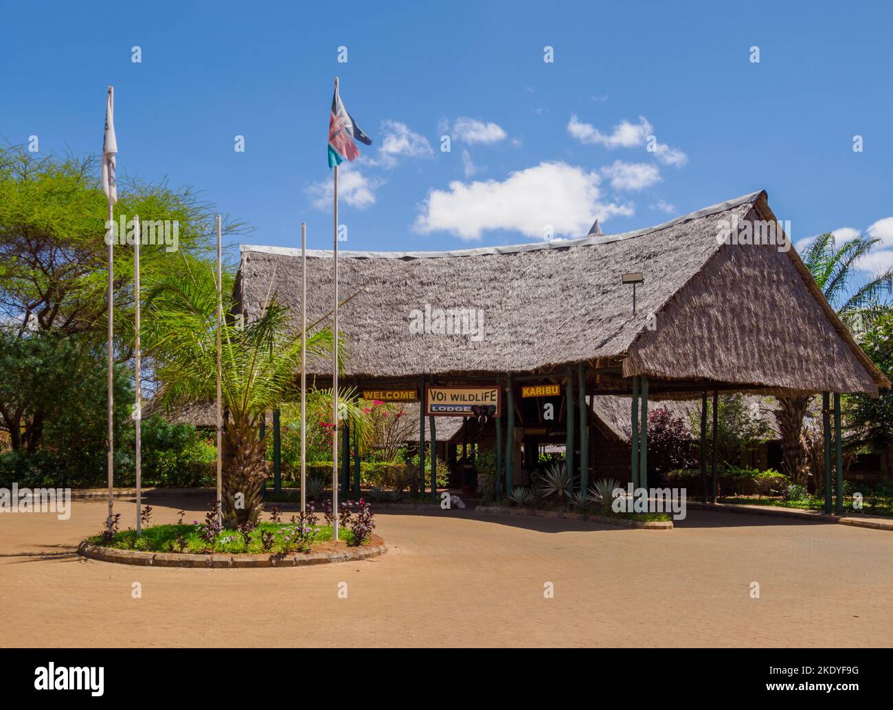 Il voi Wildlife Lodge ai margini del Parco Nazionale di Tsavo vicino alla città di voi nel Kenya meridionale Foto Stock