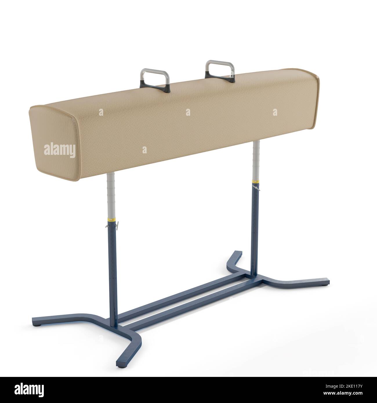 Un rendering 3D di una panchina di cavallo gommel ginnastica isolata su sfondo bianco Foto Stock