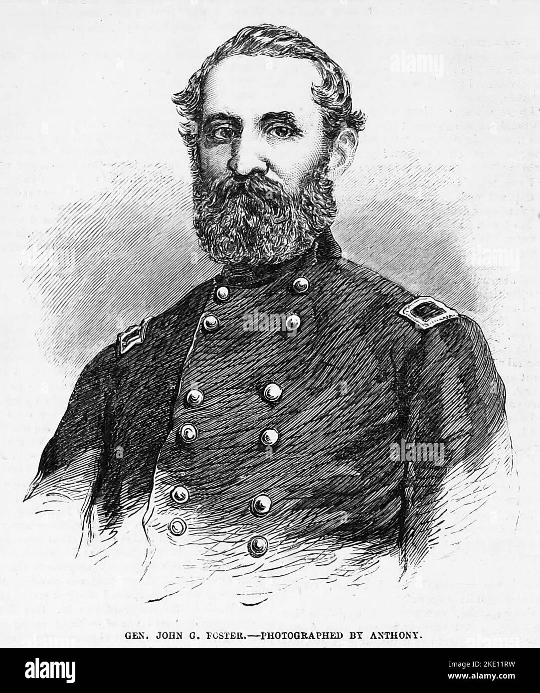 Ritratto del generale John Gray Foster. 1863. Illustrazione della guerra civile americana del 19th° secolo dal quotidiano illustrato di Frank Leslie Foto Stock