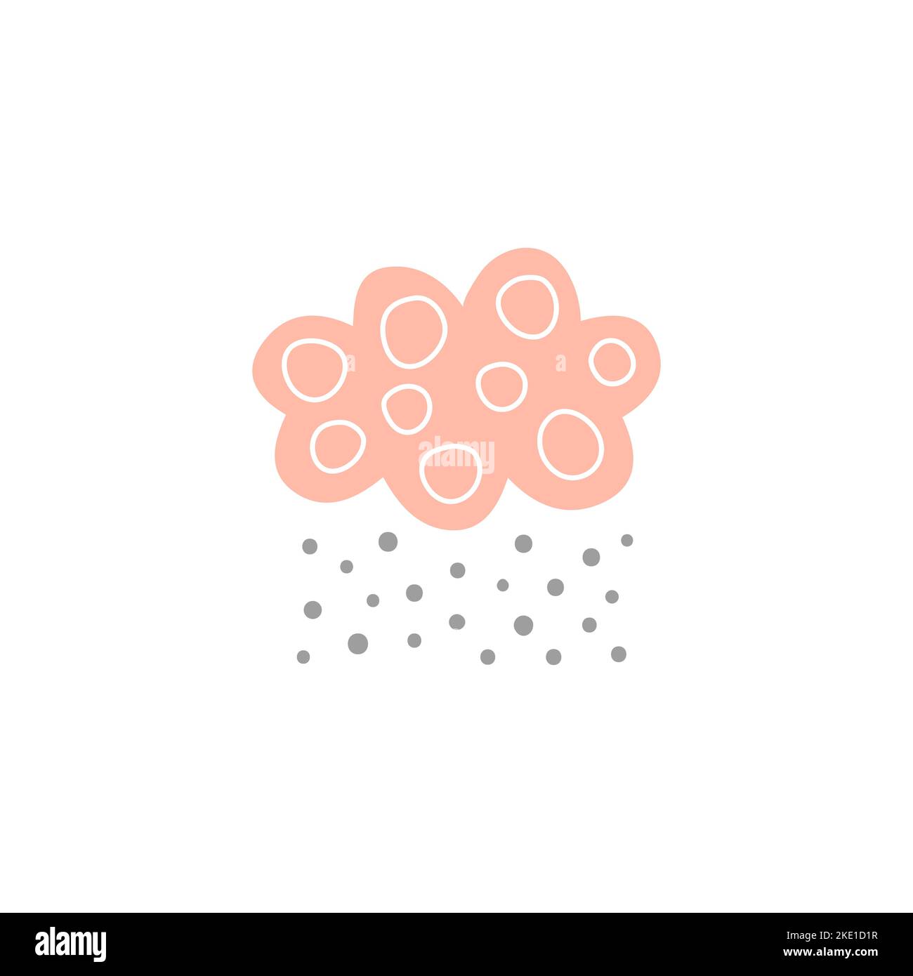 Carino scandinavo piovoso o nube di neve per manifesti vivaio, arti per bambini, boho carte, baby doccia, tessuto isolato su sfondo bianco. Illustrazione Vettoriale