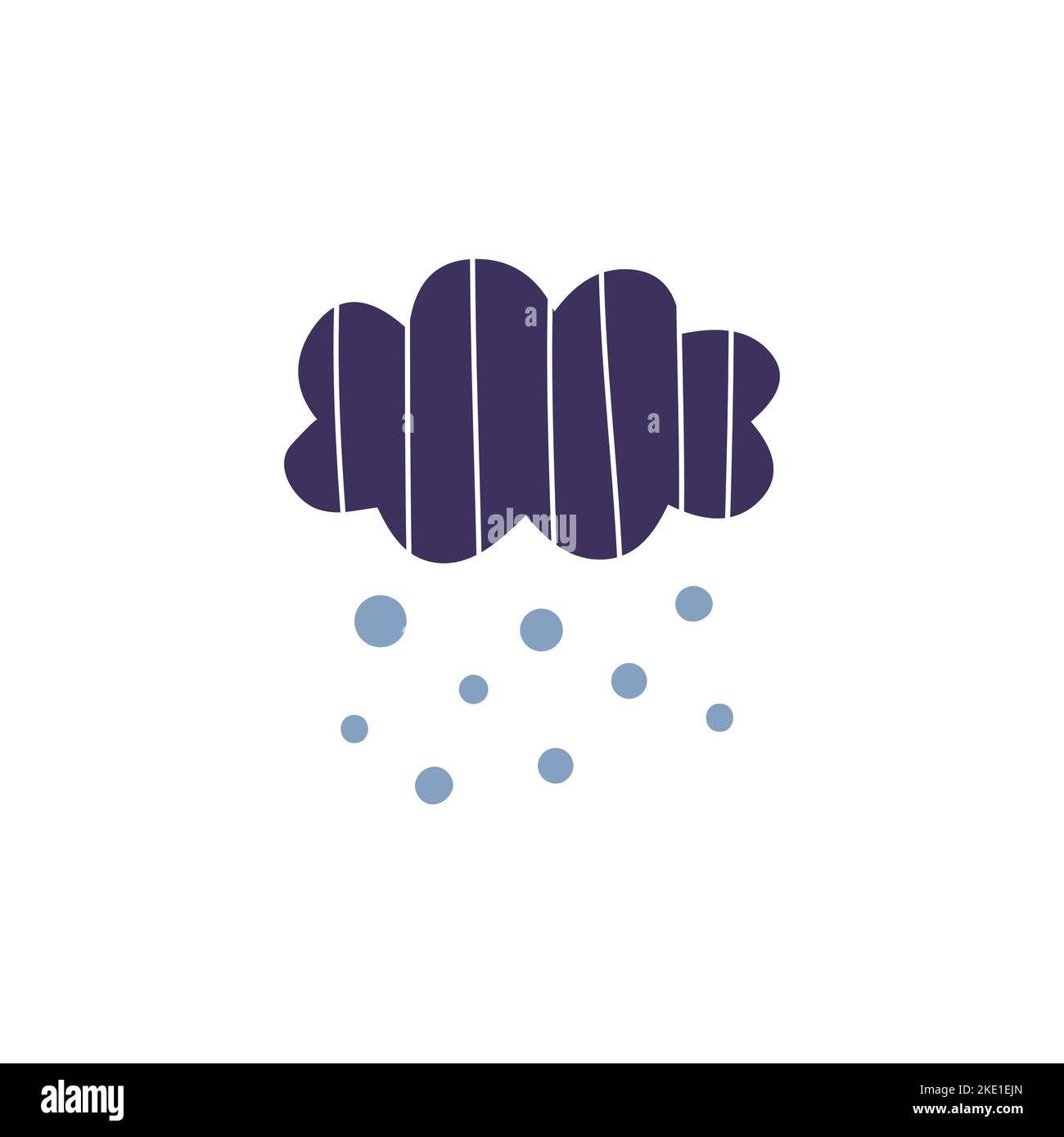 Carino scandinavo piovoso o nube di neve per manifesti vivaio, arti per bambini, boho carte, baby doccia, tessuto isolato su sfondo bianco. Illustrazione Vettoriale