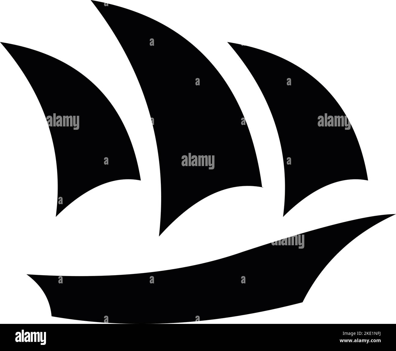 Immagine di una barca nera isolata su sfondo bianco Illustrazione Vettoriale