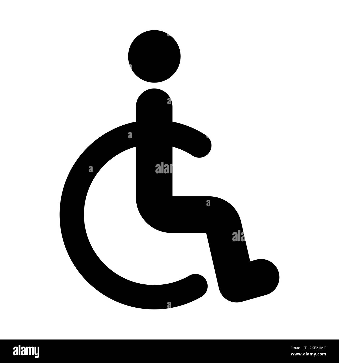 Icona sedia a rotelle. Simbolo di handicap. Illustrazione vettoriale isolata su sfondo bianco Illustrazione Vettoriale