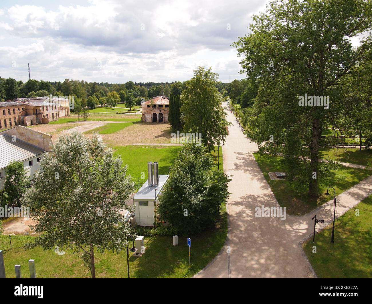 Vista dalla torre dell'acqua di Ķemeri (Parco Nazionale di Ķemeri, Repubblica di Lettonia) Foto Stock