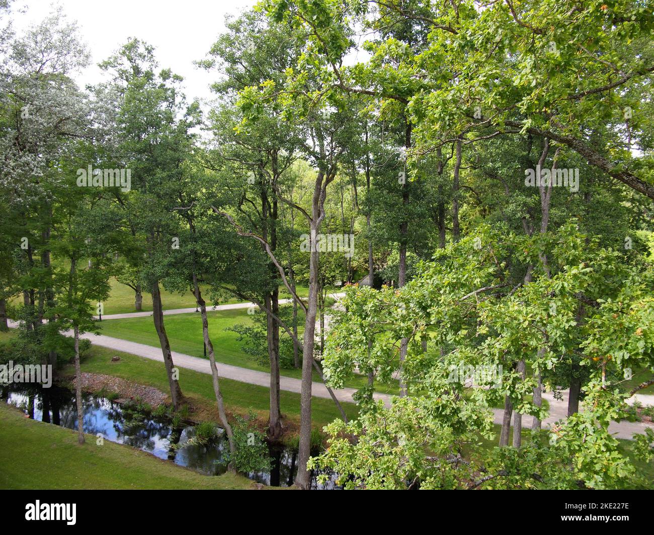 Vista dalla torre dell'acqua di Ķemeri (Parco Nazionale di Ķemeri, Repubblica di Lettonia) Foto Stock