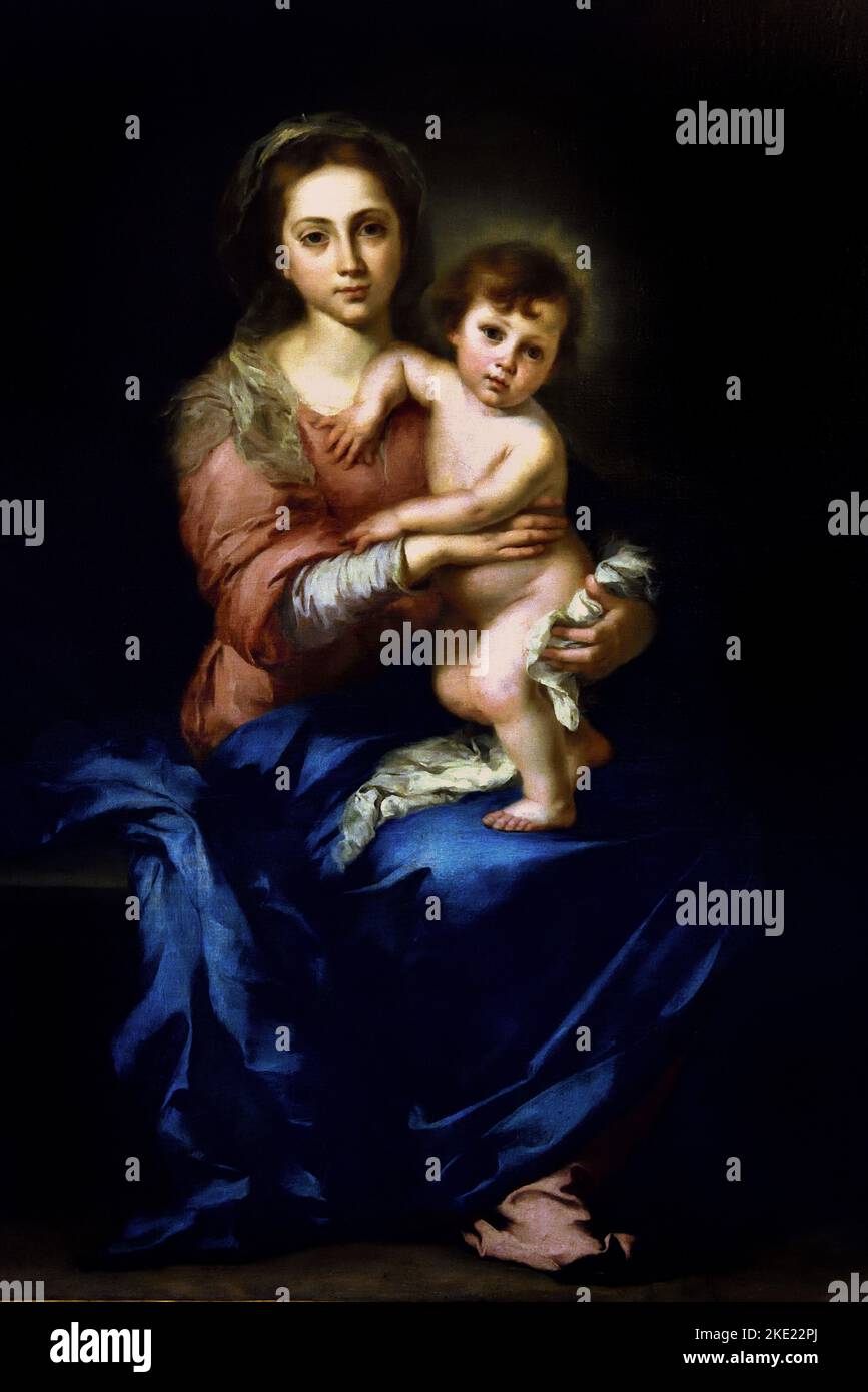 Madonna col Bambino di Bartolome Esteban Murillo 1617-1782 Spagna pittore barocco spagnolo Foto Stock