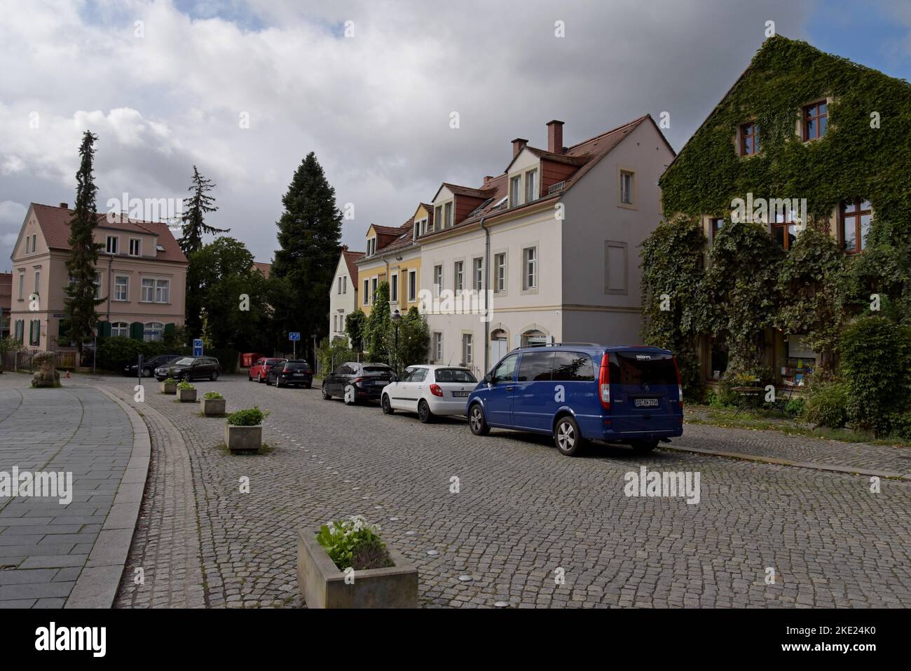 Case d'epoca nella zona storica di Loschwitz a Dresda, Germania Foto Stock