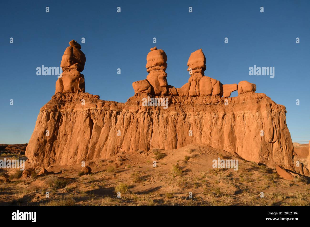 Three Sisters Rock Formation, Goblin Valley state Park, Utah Foto Stock