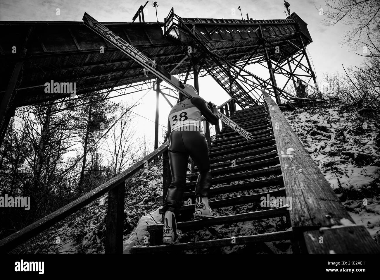 Il 100th° anniversario del trampolino da sci di Harris Hill a Brattleboro, Vermont, USA, 20 febbraio 2022, Fred Harris Memorial Tournament. Foto Stock