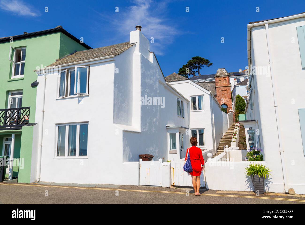 Lower Castle Road, St. Mawes Village, Falmouth, Cornovaglia, Inghilterra, Regno Unito Foto Stock